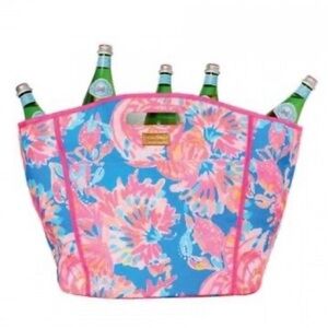 LILLY PULITZER Floral Insulated Beach Tote Cooler Bag Beverage Tote Bay Dreamin